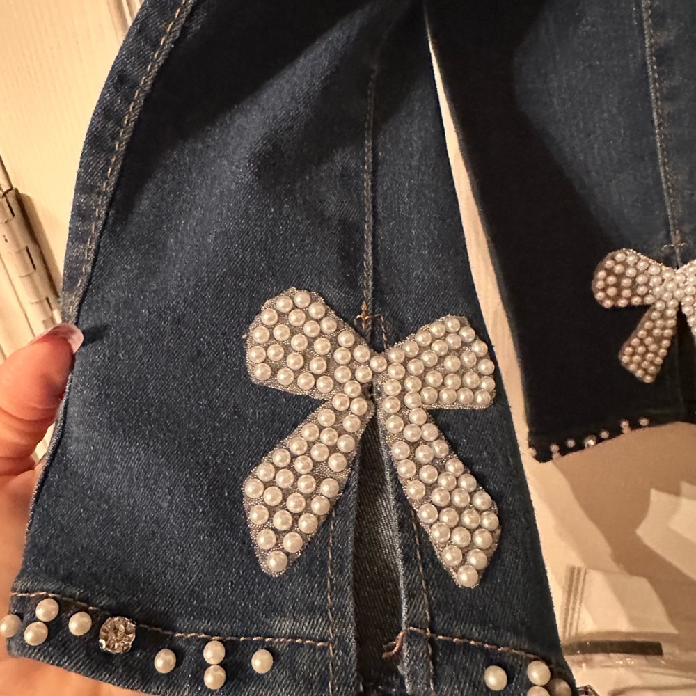 Women's Blue Jeans with Embellished Detail